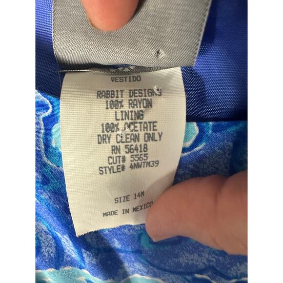 Rabbit Pesigns sundress fitted sleeveless blue nautical coastal print Borgella - Picture 4 of 11